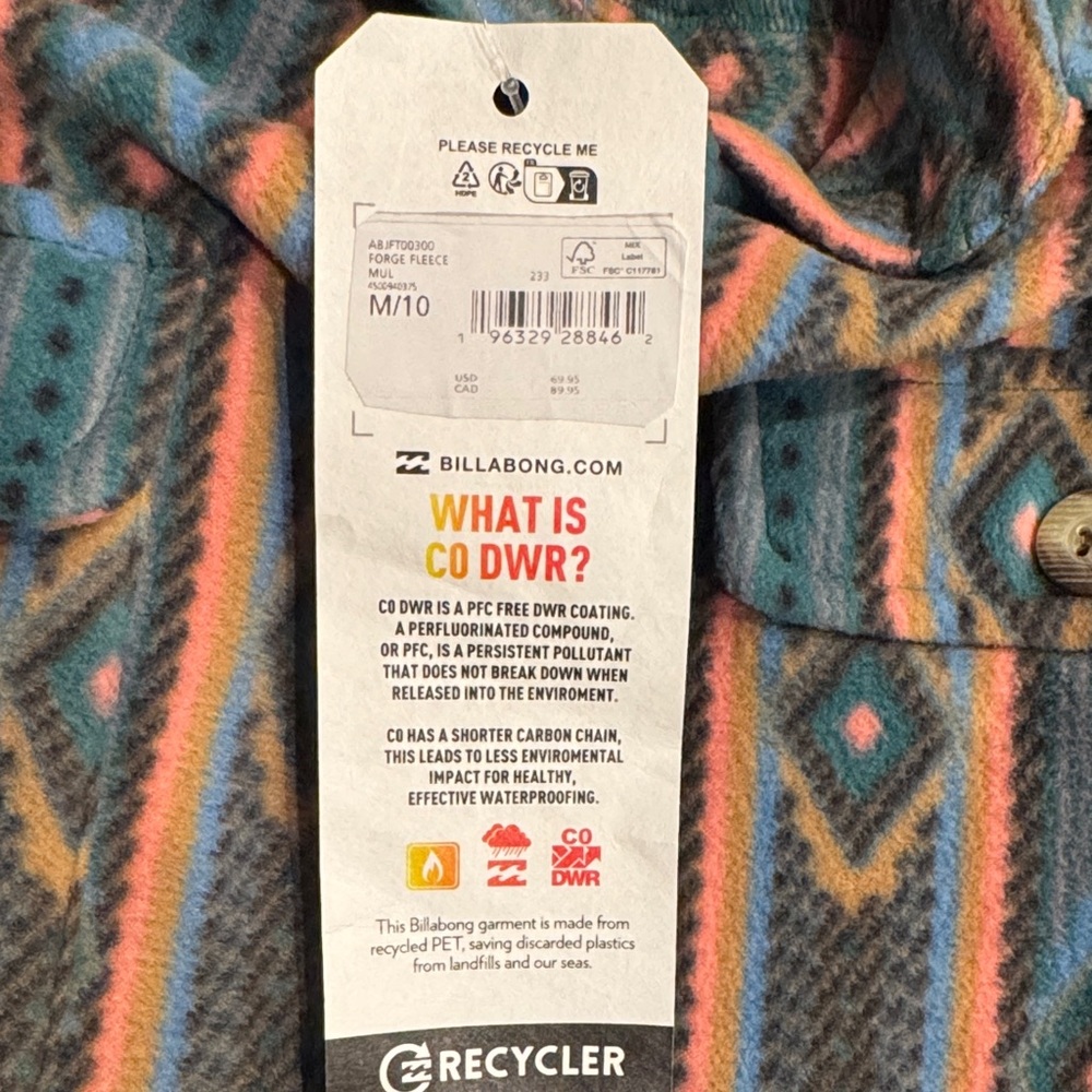 Billabong Multicolor Patterned Button Down Shirt … - image 4